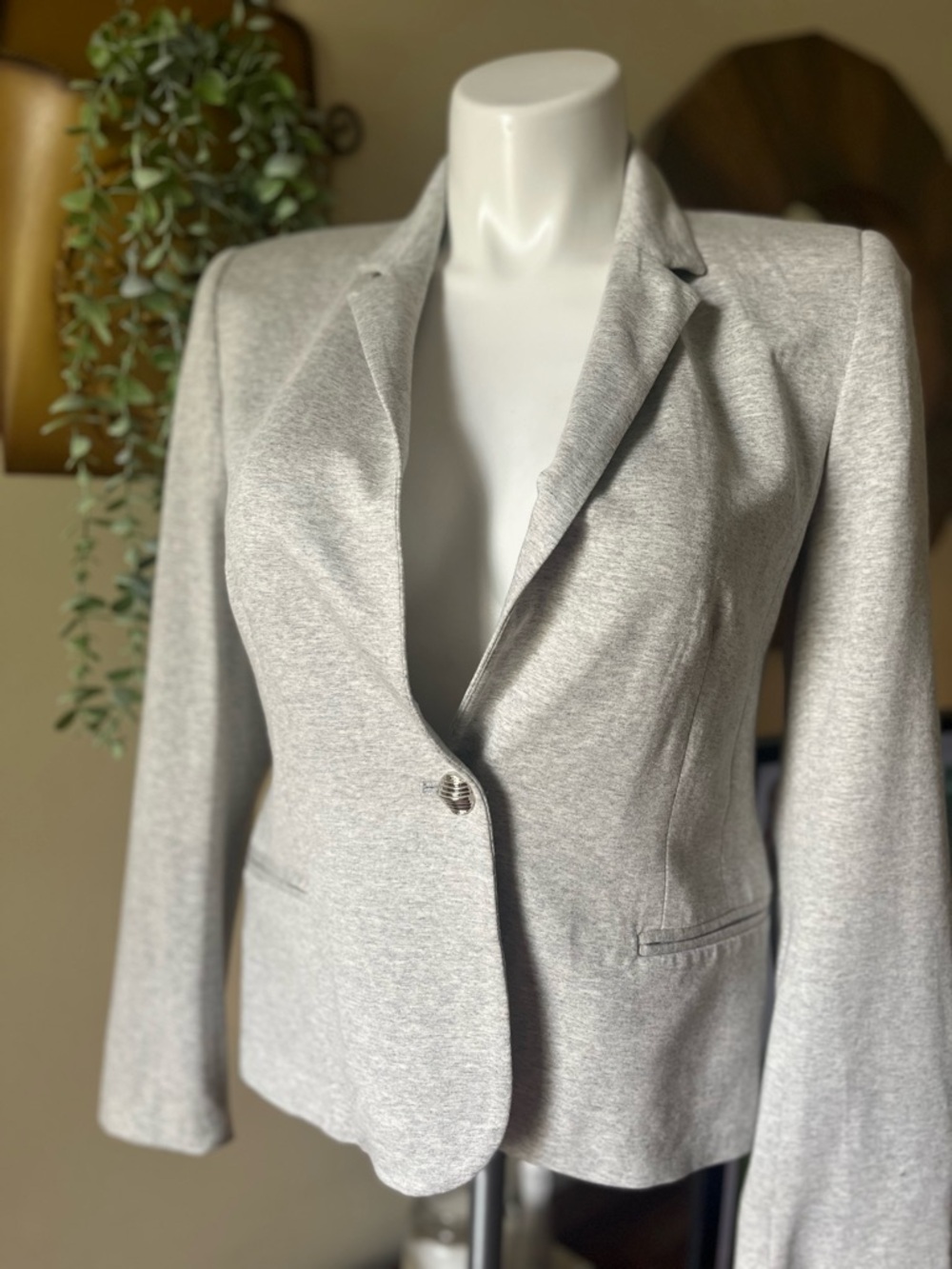 Zara Light Grey Single-Button Blazer
